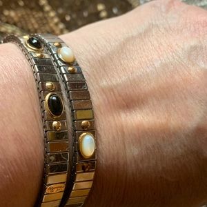 *Sale 4 Classy chic!* TALIAN VINT 2 ZOPPINI BRACELETS MOP & ONYX 18k DOTS